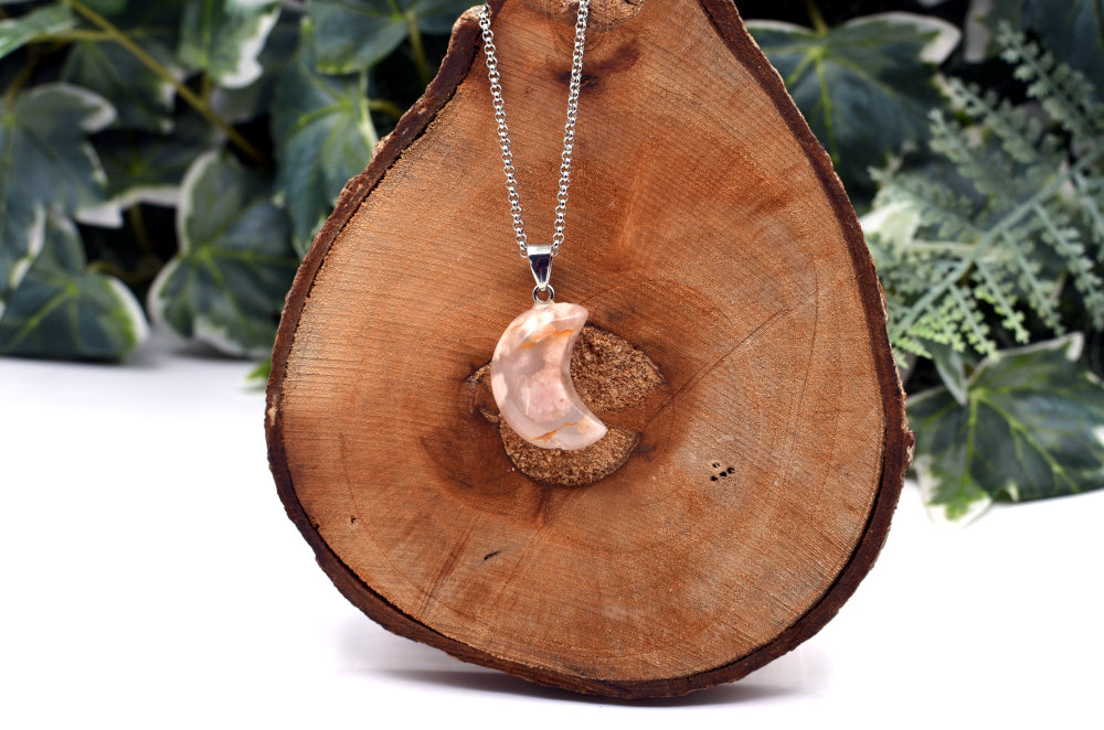Flower agaat Maan Ketting