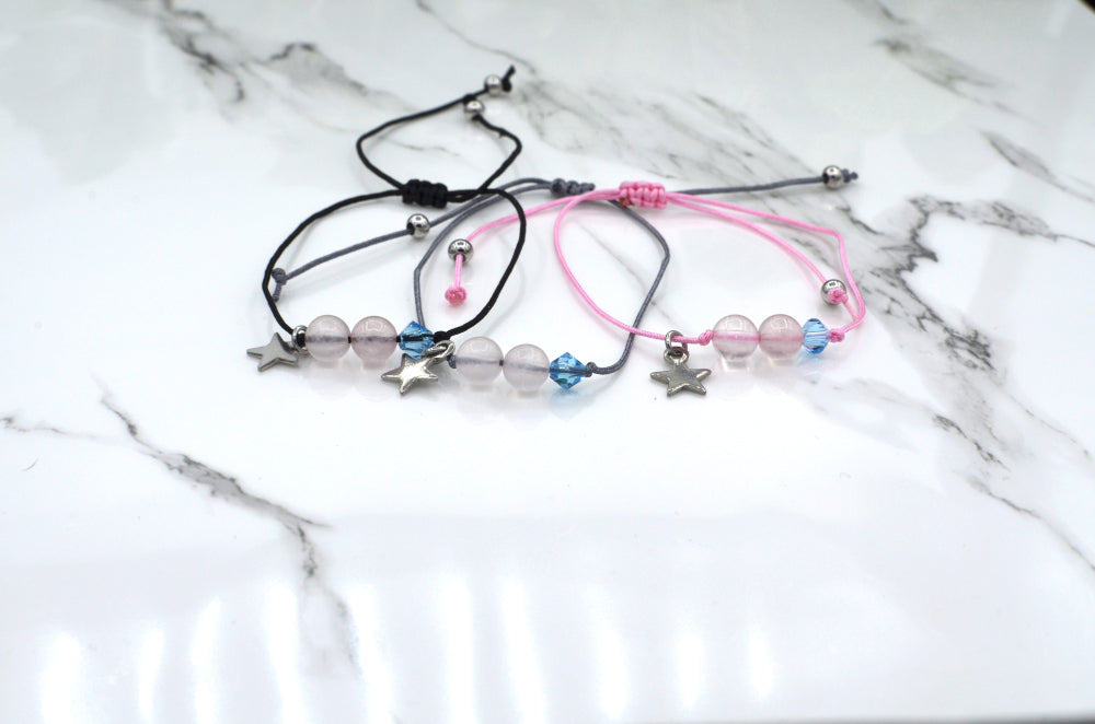 sterrenbeeld armband met rozenkwarts