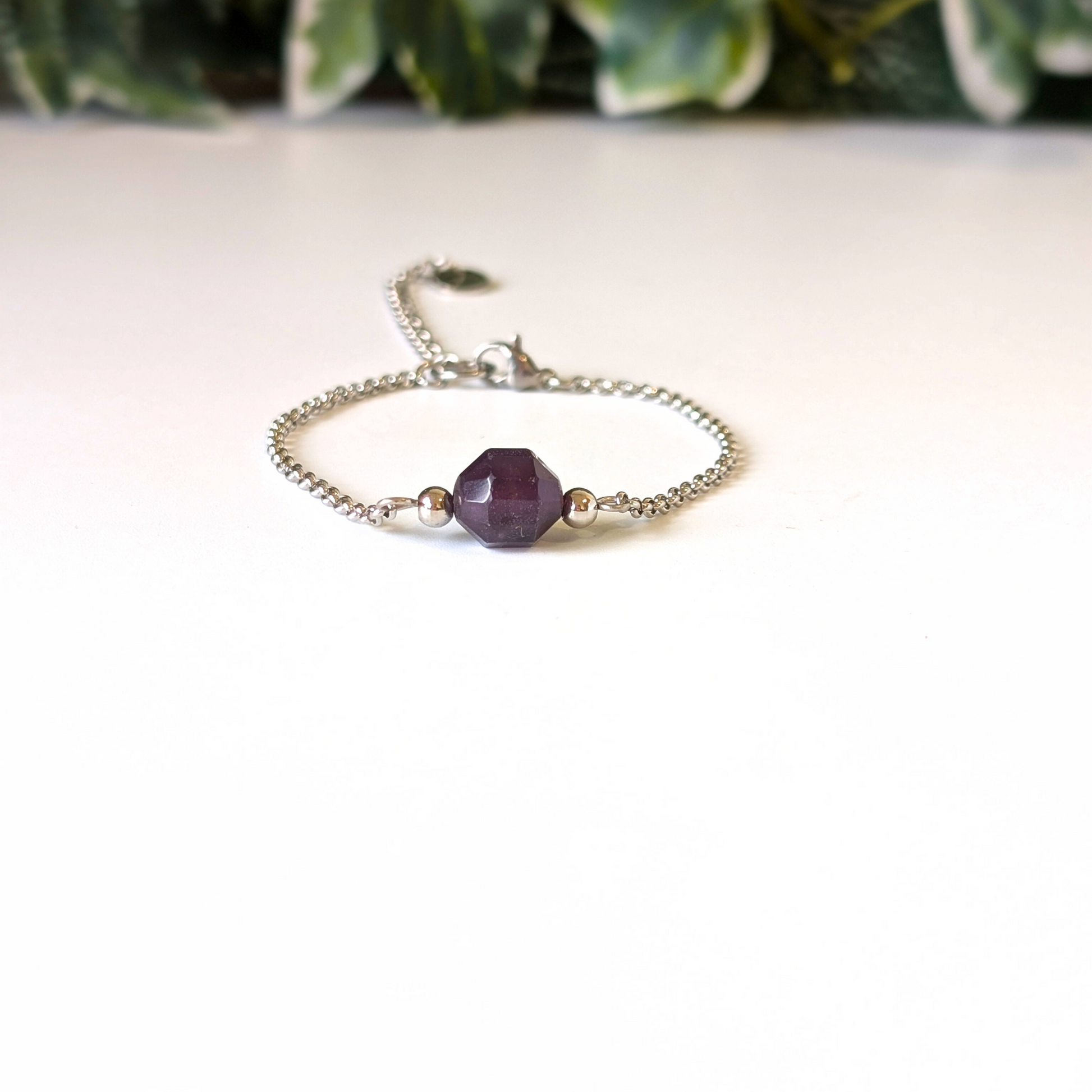 Amethist RVS armband 