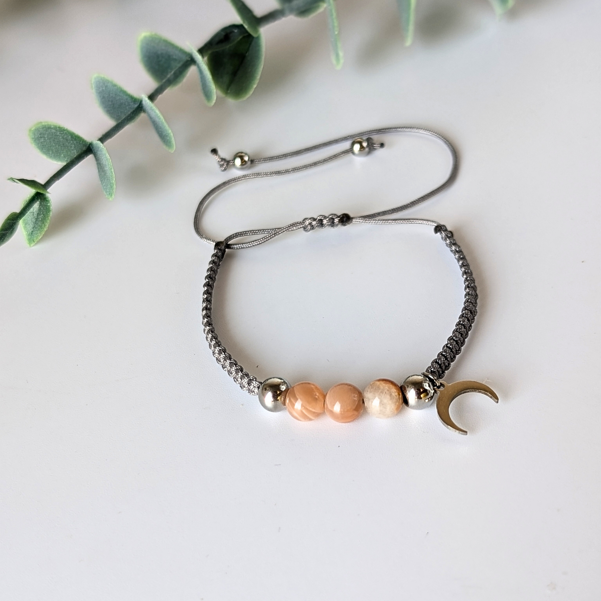 Roze maansteen armband 