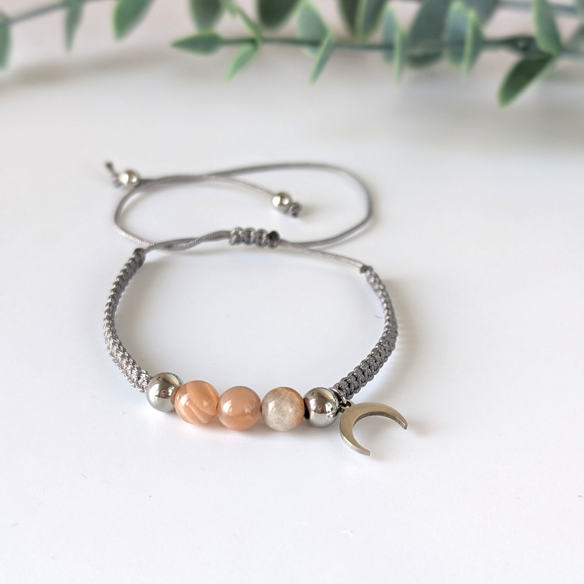 peach maansteen armband 