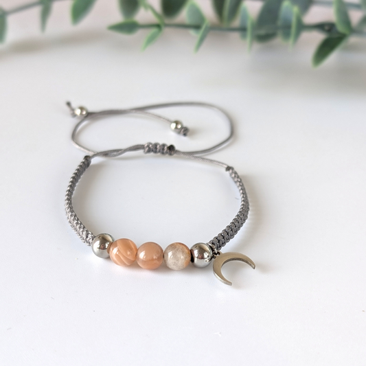 peach maansteen armband 